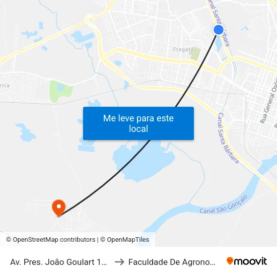 Av. Pres. João Goulart 1088-1612 - Fragata Pelotas - Rs Brasil to Faculdade De Agronomia Eliseu Maciel - Faem - Prédio 02 map