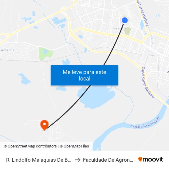 R. Lindolfo Malaquias De Borba 74 - Cohab Guabiroba Pelotas - Rs Brasil to Faculdade De Agronomia Eliseu Maciel - Faem - Prédio 02 map