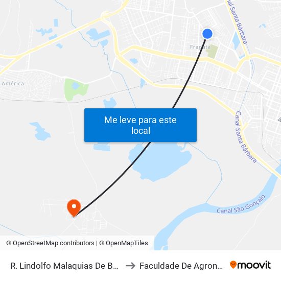 R. Lindolfo Malaquias De Borba 74 - Fragata Pelotas - Rs 96040-130 Brasil to Faculdade De Agronomia Eliseu Maciel - Faem - Prédio 02 map