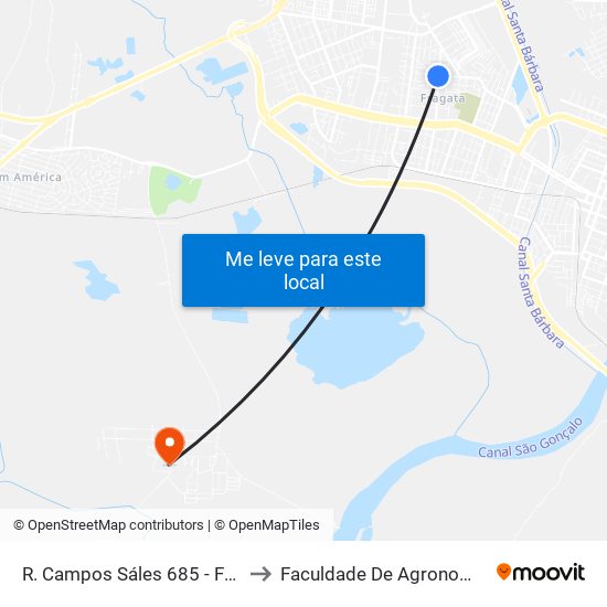 R. Campos Sáles 685 - Fragata Pelotas - Rs 96040-620 Brasil to Faculdade De Agronomia Eliseu Maciel - Faem - Prédio 02 map