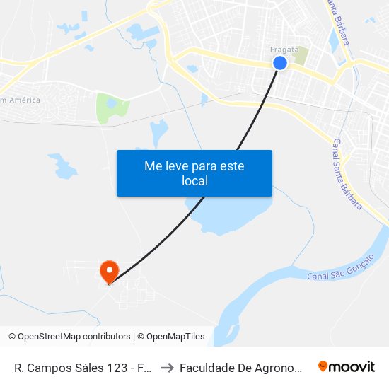 R. Campos Sáles 123 - Fragata Pelotas - Rs 96040-620 Brasil to Faculdade De Agronomia Eliseu Maciel - Faem - Prédio 02 map
