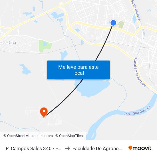 R. Campos Sáles 340 - Fragata Pelotas - Rs 96040-620 Brasil to Faculdade De Agronomia Eliseu Maciel - Faem - Prédio 02 map