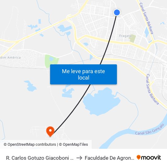 R. Carlos Gotuzo Giacoboni 2016-2060 - Fragata Pelotas - Rs 96040-240 Brasil to Faculdade De Agronomia Eliseu Maciel - Faem - Prédio 02 map