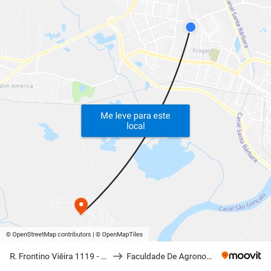 R. Frontino Viêira 1119 - Fragata Pelotas - Rs 96040-700 Brasil to Faculdade De Agronomia Eliseu Maciel - Faem - Prédio 02 map