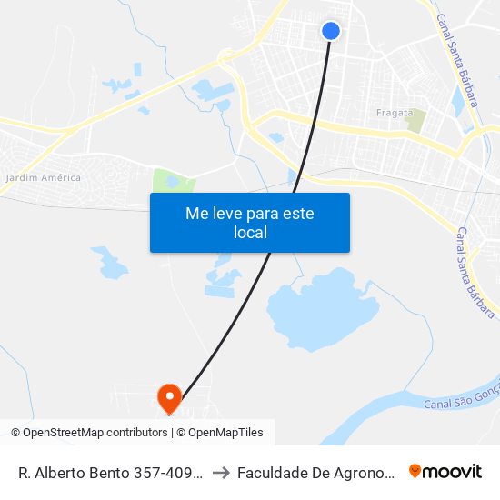 R. Alberto Bento 357-409 - Fragata Pelotas - Rs 96050-040 Brasil to Faculdade De Agronomia Eliseu Maciel - Faem - Prédio 02 map