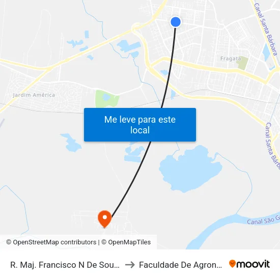 R. Maj. Francisco N De Souza 4820 - Fragata Pelotas - Rs 96045-000 Brasil to Faculdade De Agronomia Eliseu Maciel - Faem - Prédio 02 map
