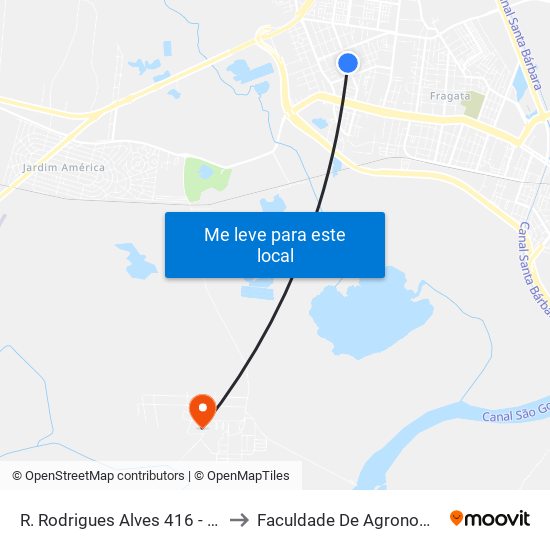 R. Rodrigues Alves 416 - Fragata Pelotas - Rs 96045-640 Brasil to Faculdade De Agronomia Eliseu Maciel - Faem - Prédio 02 map