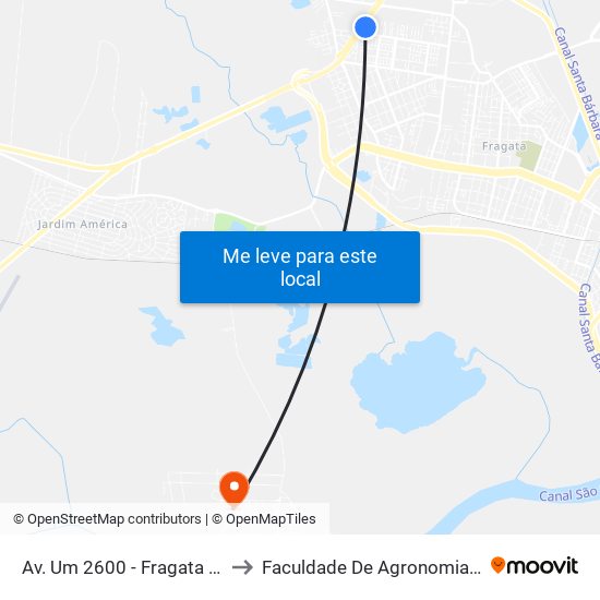 Av. Um 2600 - Fragata Pelotas - Rs 96050-460 Brasil to Faculdade De Agronomia Eliseu Maciel - Faem - Prédio 02 map