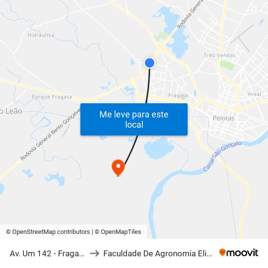 Av. Um 142 - Fragata Pelotas - Rs Brasil to Faculdade De Agronomia Eliseu Maciel - Faem - Prédio 02 map