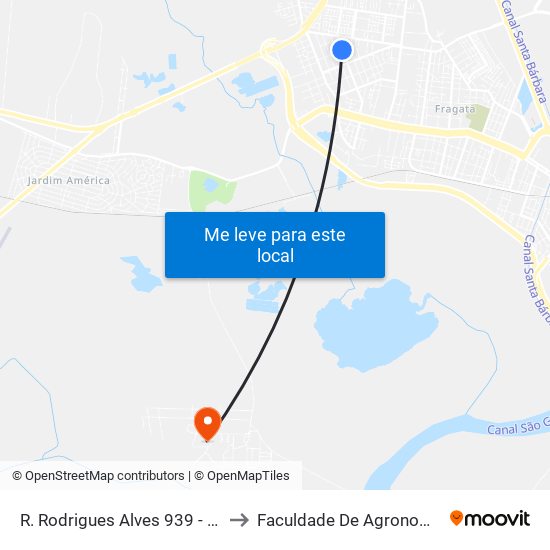 R. Rodrigues Alves 939 - Fragata Pelotas - Rs 96045-640 Brasil to Faculdade De Agronomia Eliseu Maciel - Faem - Prédio 02 map