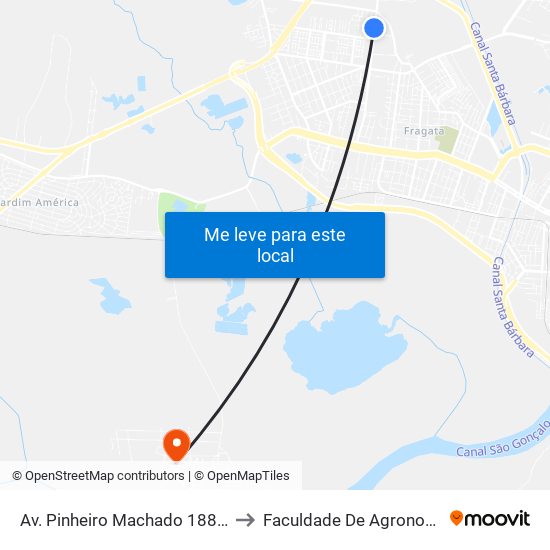 Av. Pinheiro Machado 1880 - Fragata Pelotas - Rs 96040-500 Brasil to Faculdade De Agronomia Eliseu Maciel - Faem - Prédio 02 map