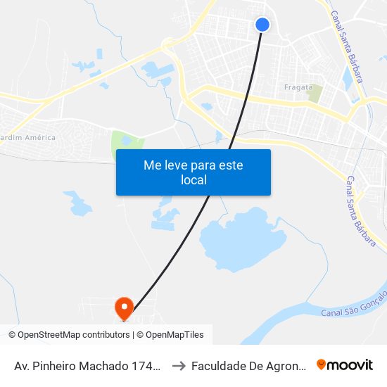 Av. Pinheiro Machado 1743-1795 - Fragata Pelotas - Rs 96040-500 Brasil to Faculdade De Agronomia Eliseu Maciel - Faem - Prédio 02 map