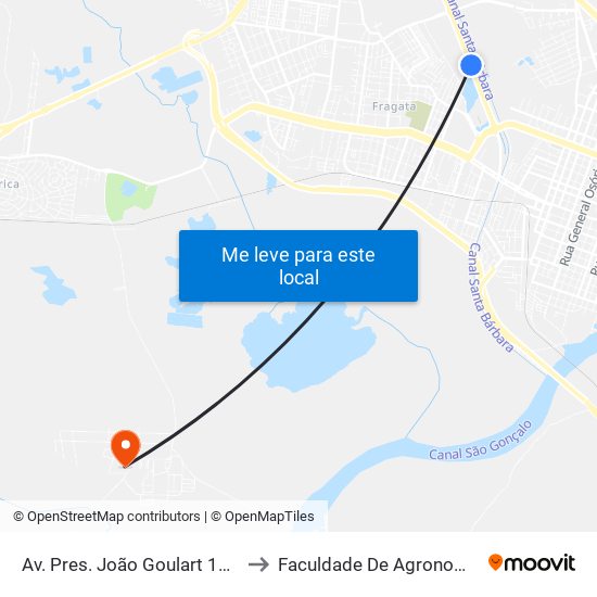 Av. Pres. João Goulart 1088-1612 - Fragata Pelotas - Rs Brasil to Faculdade De Agronomia Eliseu Maciel - Faem - Prédio 02 map