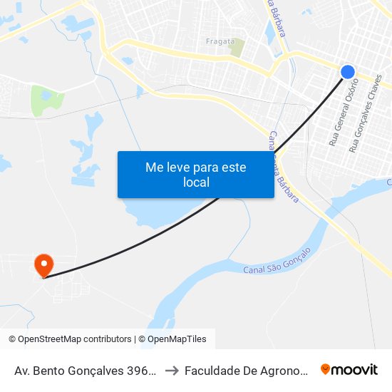 Av. Bento Gonçalves 3969 - Porto Pelotas - Rs 96015-140 Brasil to Faculdade De Agronomia Eliseu Maciel - Faem - Prédio 02 map