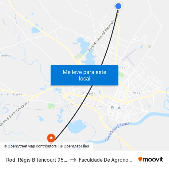 Rod. Régis Bitencourt 9514 - Policia Federal Pelotas - Rs Brasil to Faculdade De Agronomia Eliseu Maciel - Faem - Prédio 02 map