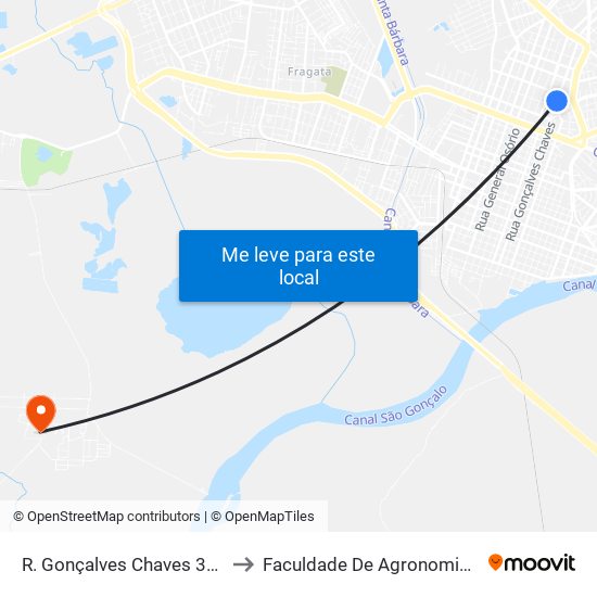 R. Gonçalves Chaves 3285 - Centro Pelotas - Rs Brasil to Faculdade De Agronomia Eliseu Maciel - Faem - Prédio 02 map