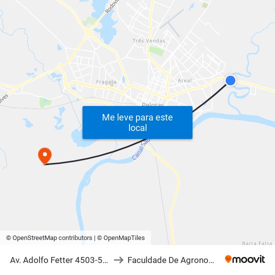 Av. Adolfo Fetter 4503-5041 - Vila Da Palha Pelotas - Rs Brasil to Faculdade De Agronomia Eliseu Maciel - Faem - Prédio 02 map
