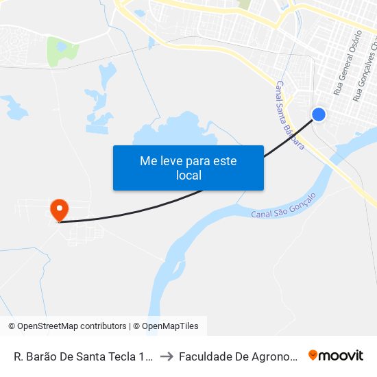 R. Barão De Santa Tecla 13 - Centro Pelotas - Rs 96010-140 Brasil to Faculdade De Agronomia Eliseu Maciel - Faem - Prédio 02 map