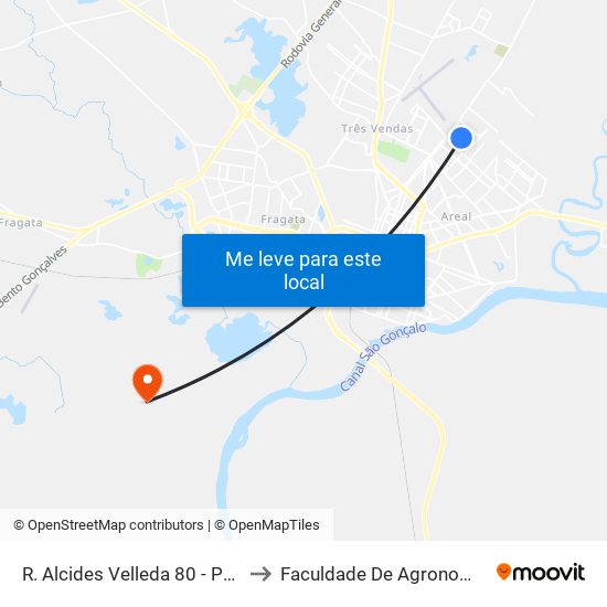 R. Alcides Velleda 80 - Parque Do Obelisco Pelotas - Rs Brasil to Faculdade De Agronomia Eliseu Maciel - Faem - Prédio 02 map