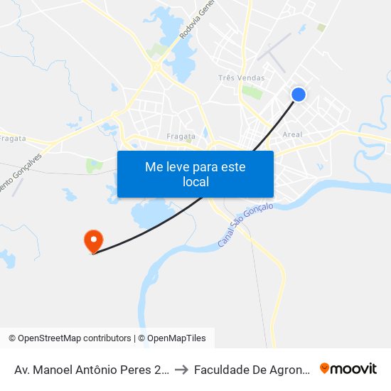 Av. Manoel Antônio Peres 2832-2880 - Areal Pelotas - Rs 96081-300 Brasil to Faculdade De Agronomia Eliseu Maciel - Faem - Prédio 02 map