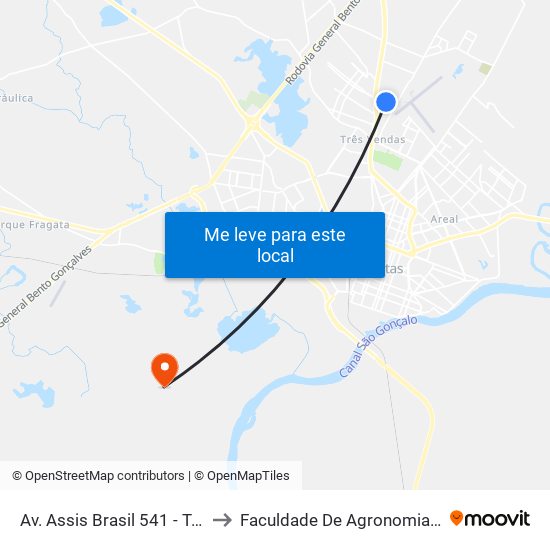 Av. Assis Brasil 541 - Três Vendas Pelotas - Rs Brasil to Faculdade De Agronomia Eliseu Maciel - Faem - Prédio 02 map