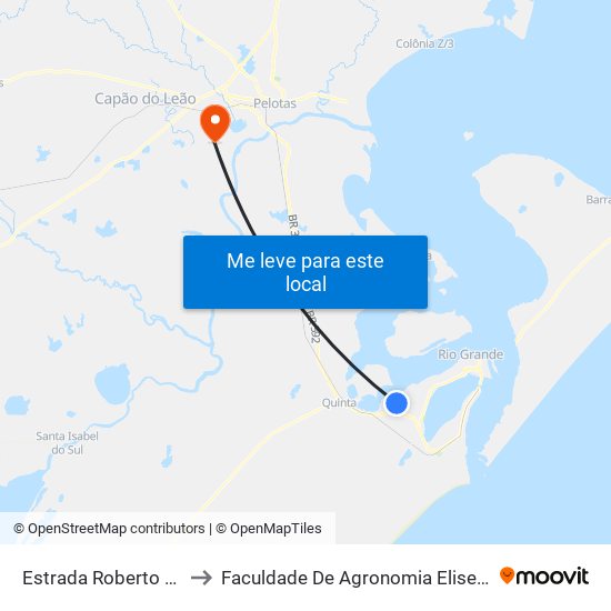 Estrada Roberto Socoowski, 2202 to Faculdade De Agronomia Eliseu Maciel - Faem - Prédio 02 map