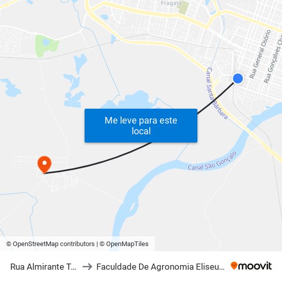 Rua Almirante Tamandaré 875 to Faculdade De Agronomia Eliseu Maciel - Faem - Prédio 02 map