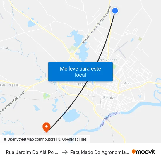 Rua Jardim De Alá Pelotas - Rio Grande Do Sul Brasil to Faculdade De Agronomia Eliseu Maciel - Faem - Prédio 02 map