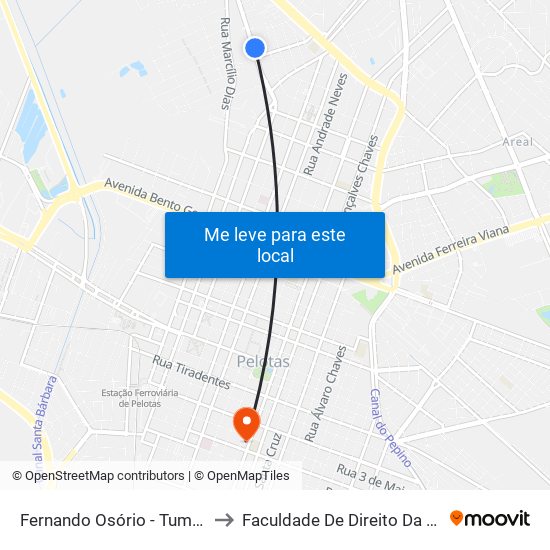 Fernando Osório - Tumelero to Faculdade De Direito Da Ufpel map