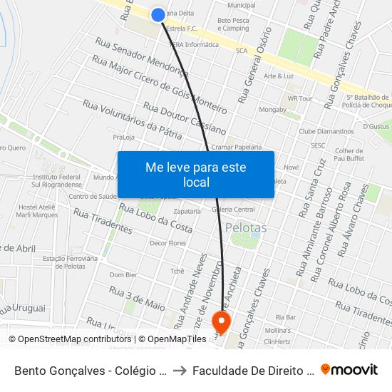 Bento Gonçalves - Colégio Pelotense to Faculdade De Direito Da Ufpel map