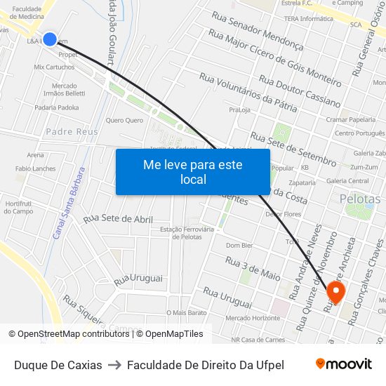 Duque De Caxias to Faculdade De Direito Da Ufpel map