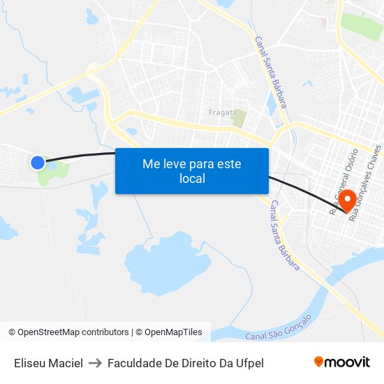 Eliseu Maciel to Faculdade De Direito Da Ufpel map