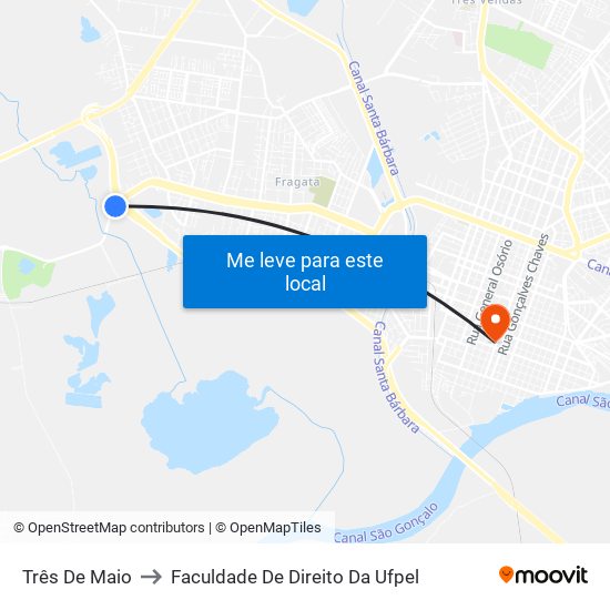 Três De Maio to Faculdade De Direito Da Ufpel map