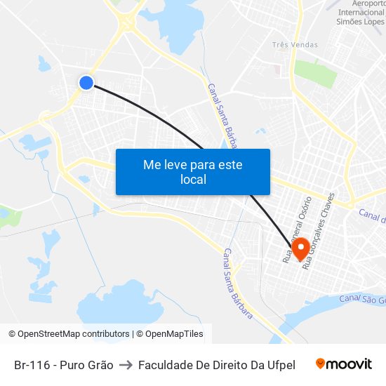 Br-116 - Puro Grão to Faculdade De Direito Da Ufpel map
