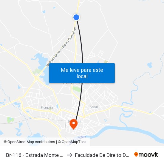 Br-116 - Estrada Monte Bonito to Faculdade De Direito Da Ufpel map