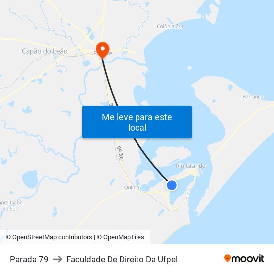 Parada 79 to Faculdade De Direito Da Ufpel map