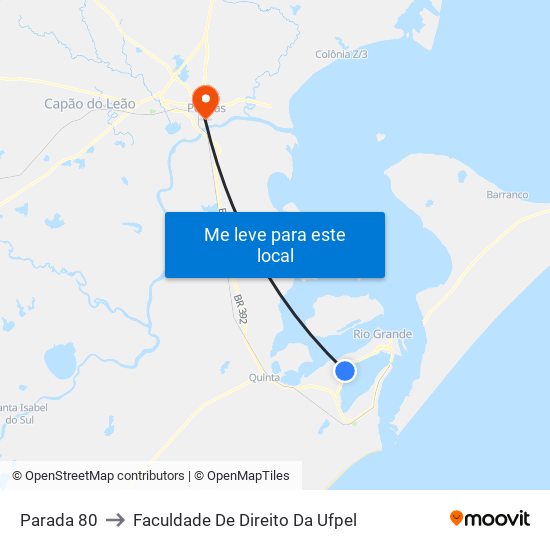 Parada 80 to Faculdade De Direito Da Ufpel map