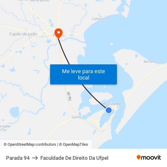 Parada 94 to Faculdade De Direito Da Ufpel map