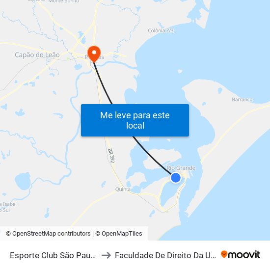 Esporte Club São Paulo 1 to Faculdade De Direito Da Ufpel map