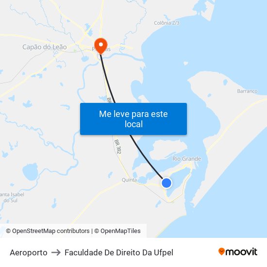 Aeroporto to Faculdade De Direito Da Ufpel map