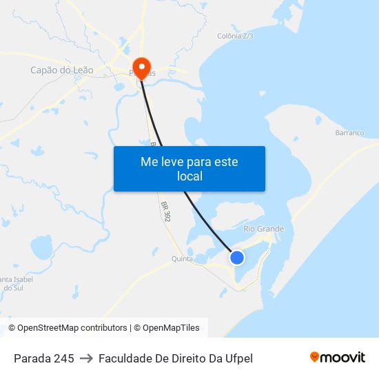 Parada 245 to Faculdade De Direito Da Ufpel map
