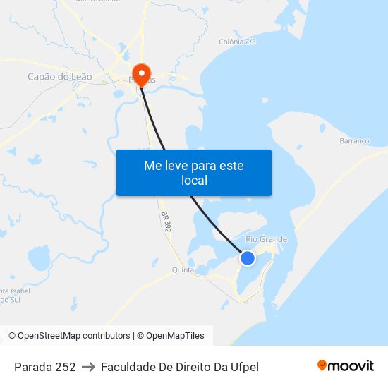 Parada 252 to Faculdade De Direito Da Ufpel map