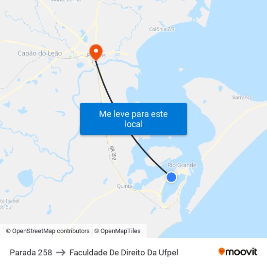 Parada 258 to Faculdade De Direito Da Ufpel map