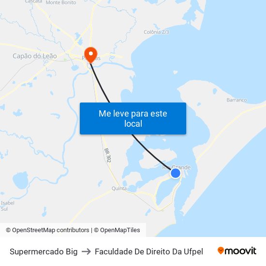 Supermercado Big to Faculdade De Direito Da Ufpel map