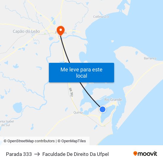 Parada 333 to Faculdade De Direito Da Ufpel map