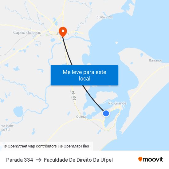 Parada 334 to Faculdade De Direito Da Ufpel map