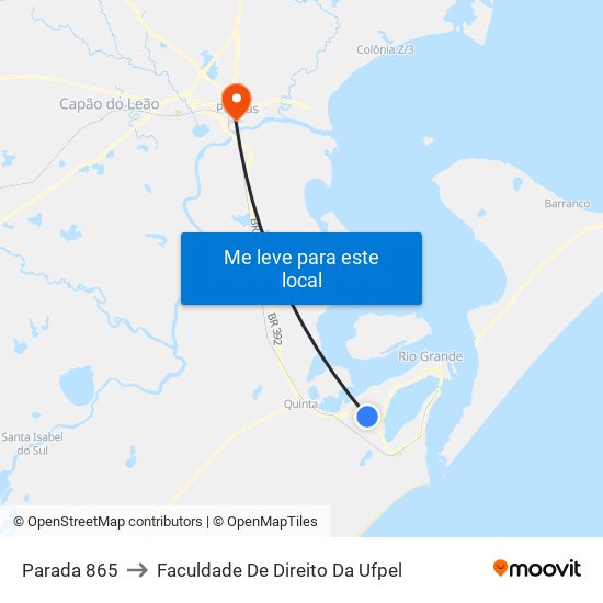 Parada 865 to Faculdade De Direito Da Ufpel map