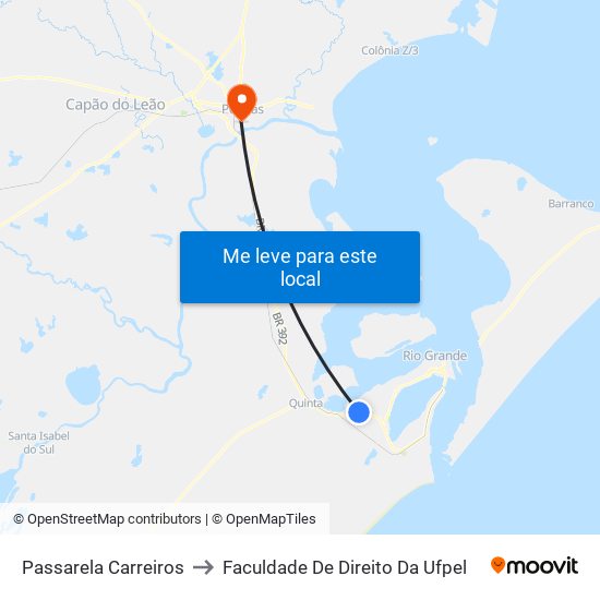 Passarela Carreiros to Faculdade De Direito Da Ufpel map