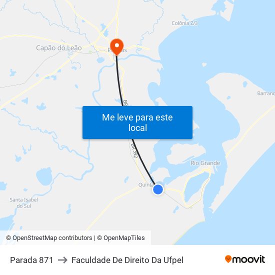 Parada 871 to Faculdade De Direito Da Ufpel map