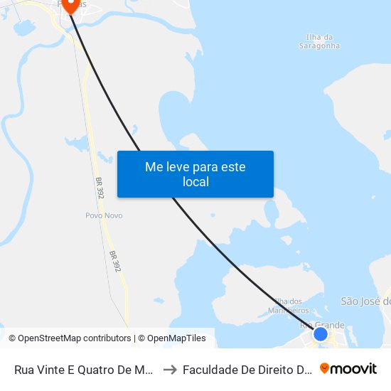 Rua Vinte E Quatro De Maio, 421 to Faculdade De Direito Da Ufpel map